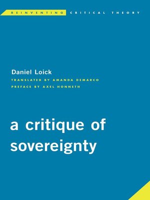 cover image of A Critique of Sovereignty